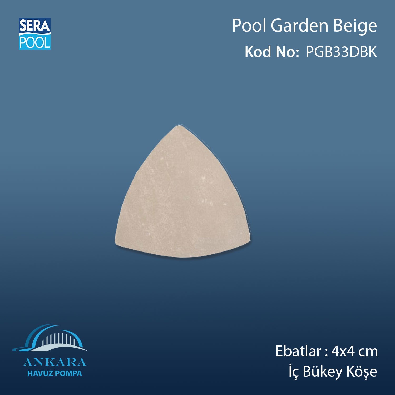Pool Garden Beige 4x4 cm Dış Bükey Köşe