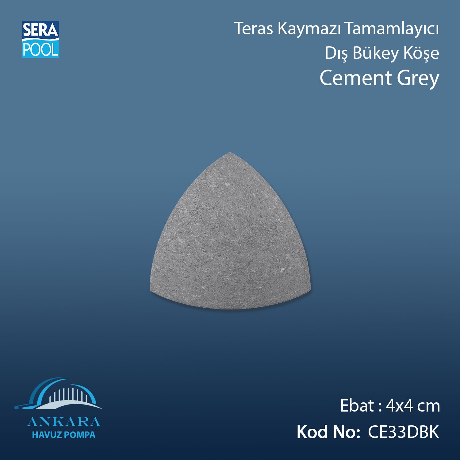 Cement Grey 4x4 cm Dış Bükey Köşe