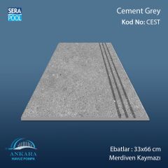 Cement Grey 33x66x1,80 cm Merdiven Kaymazı