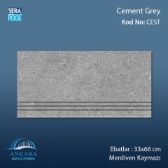 Cement Grey 33x66x1,80 cm Merdiven Kaymazı