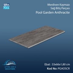 Pool Garden Anthracite 33x66x1,80 cm Merdiven Kaymazı Sağ Bitiş