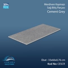 Cement Grey 33x66x0,76 cm Merdiven Kaymazı Sağ Bitiş