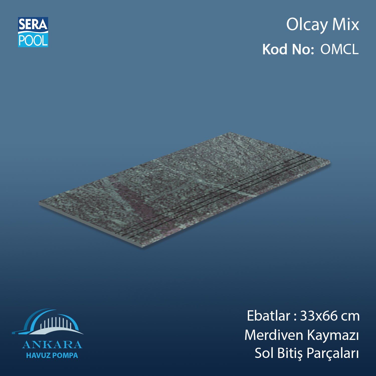 Olcay Mix 33x66x1,80 cm Merdiven Kaymazı Sol Bitiş