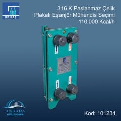 Gemaş Plakalı Eşanjör Mühendis Seçimi 110,000 Kcal/h -316 Kalite Paslanmaz Çelik