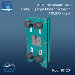 Gemaş Plakalı Eşanjör Mühendis Seçimi 110,000 Kcal/h -316 Kalite Paslanmaz Çelik