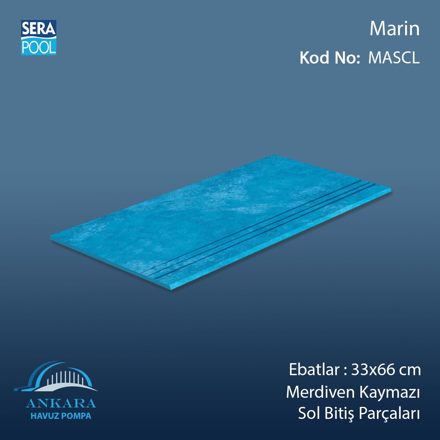 Marin 33x66x1,80 cm Merdiven Kaymazı Sol Bitiş