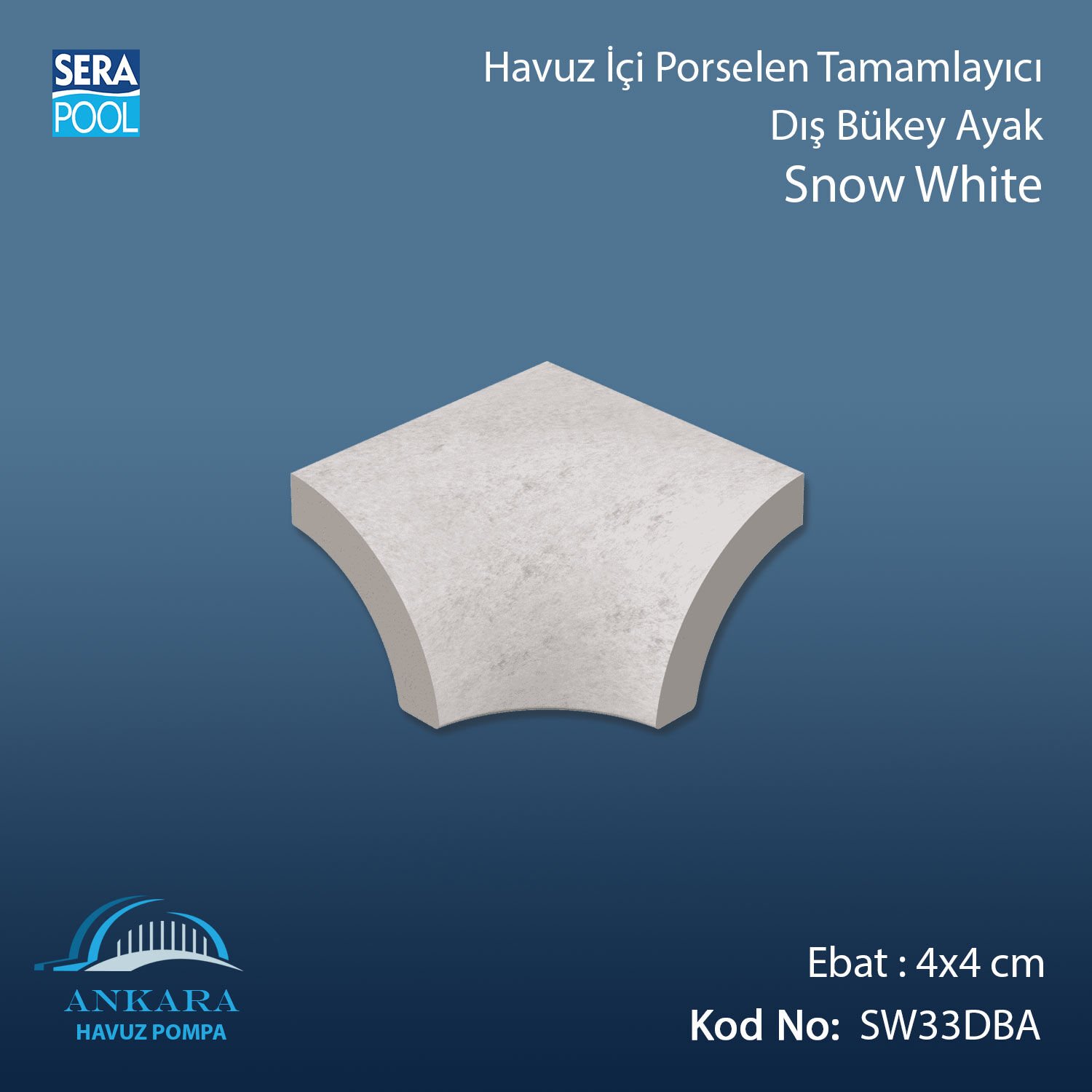 Snow White 4x4 cm Dış Bükey Ayak