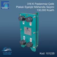 Gemaş Plakalı Eşanjör Mühendis Seçimi 130,000 Kcal/h, -316 Kalite Paslanmaz Çelik