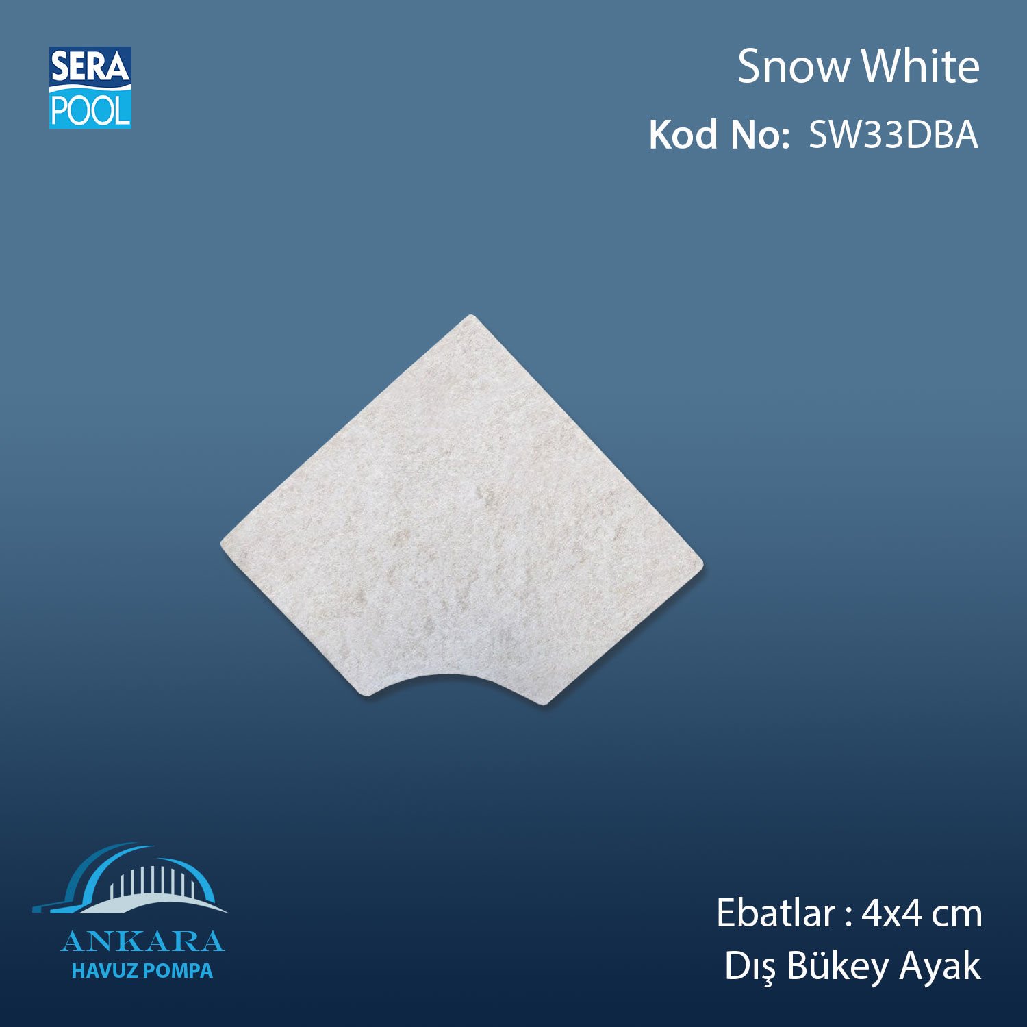 Snow White 4x4 cm Dış Bükey Ayak