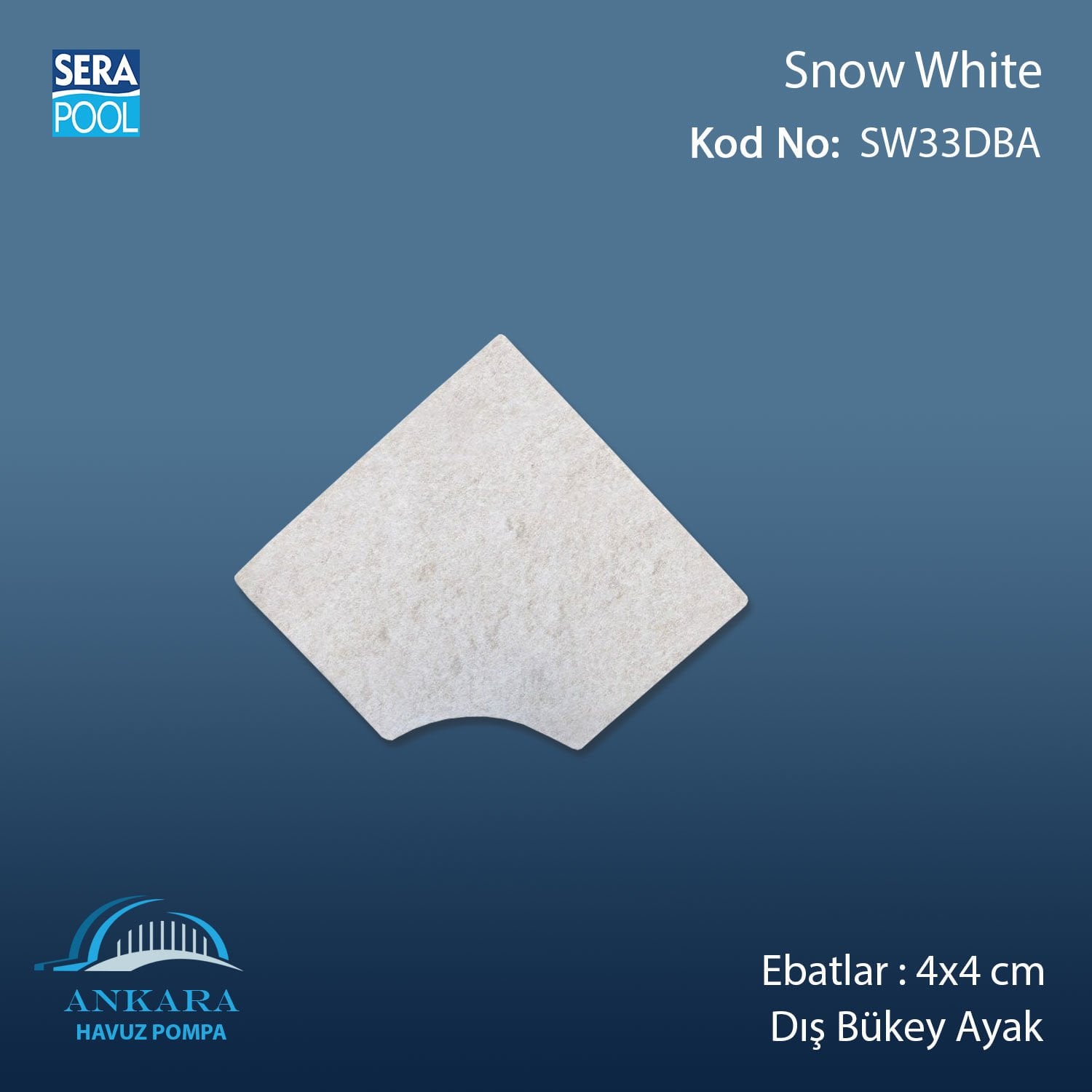 Snow White 4x4 cm Dış Bükey Ayak