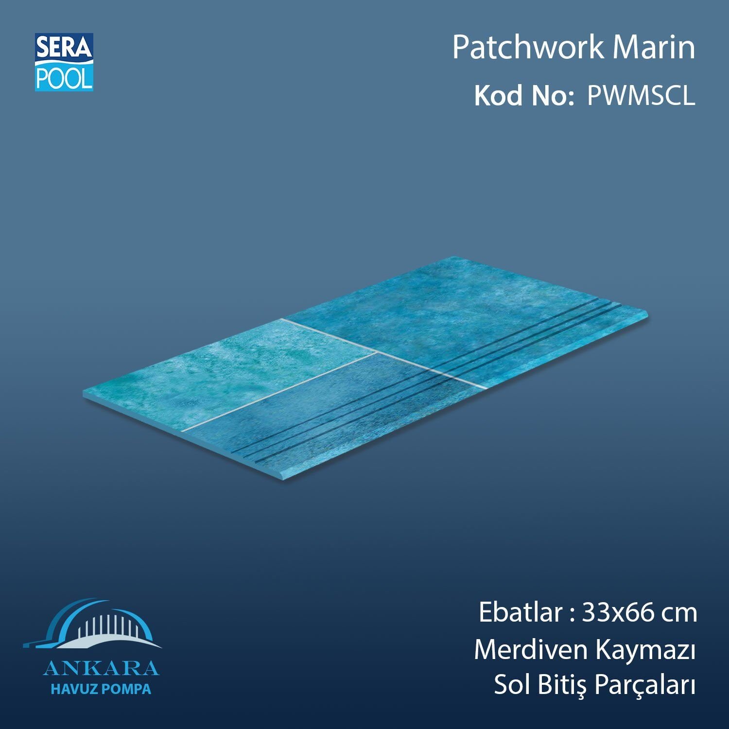 Patchwork Marin 33x66x1,80 cm Merdiven Kaymazı Sol Bitiş