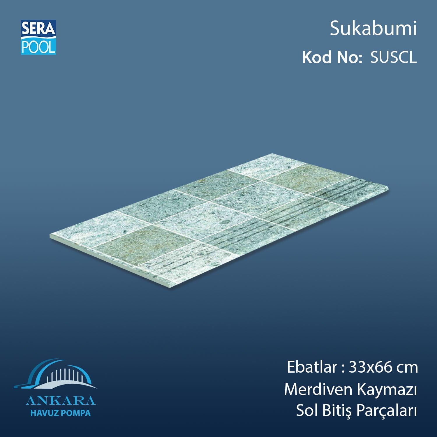 Sukabumi 33x66x1,80 cm Merdiven Kaymazı Sol Bitiş