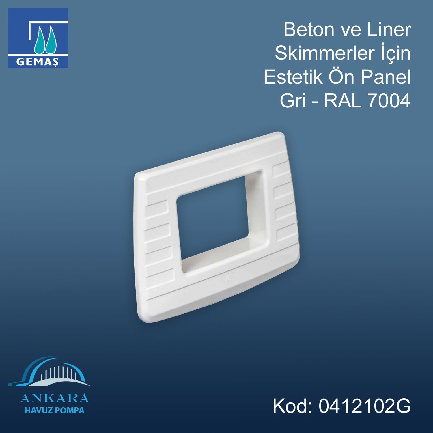 Beton ve Liner Skimmerler için Estetik Ön Panel - Gri - RAL 7004