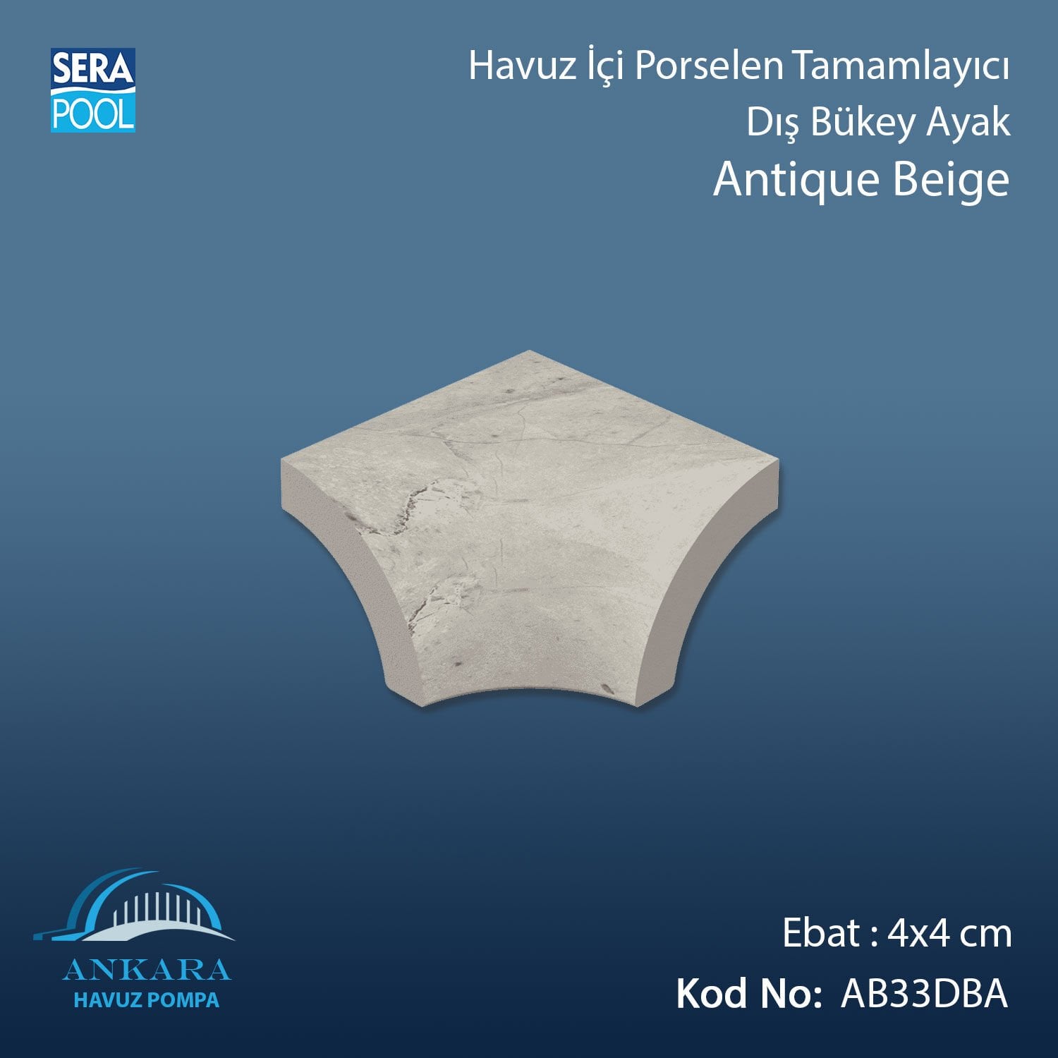Antique Beige 4x4 cm Dış Bükey Ayak