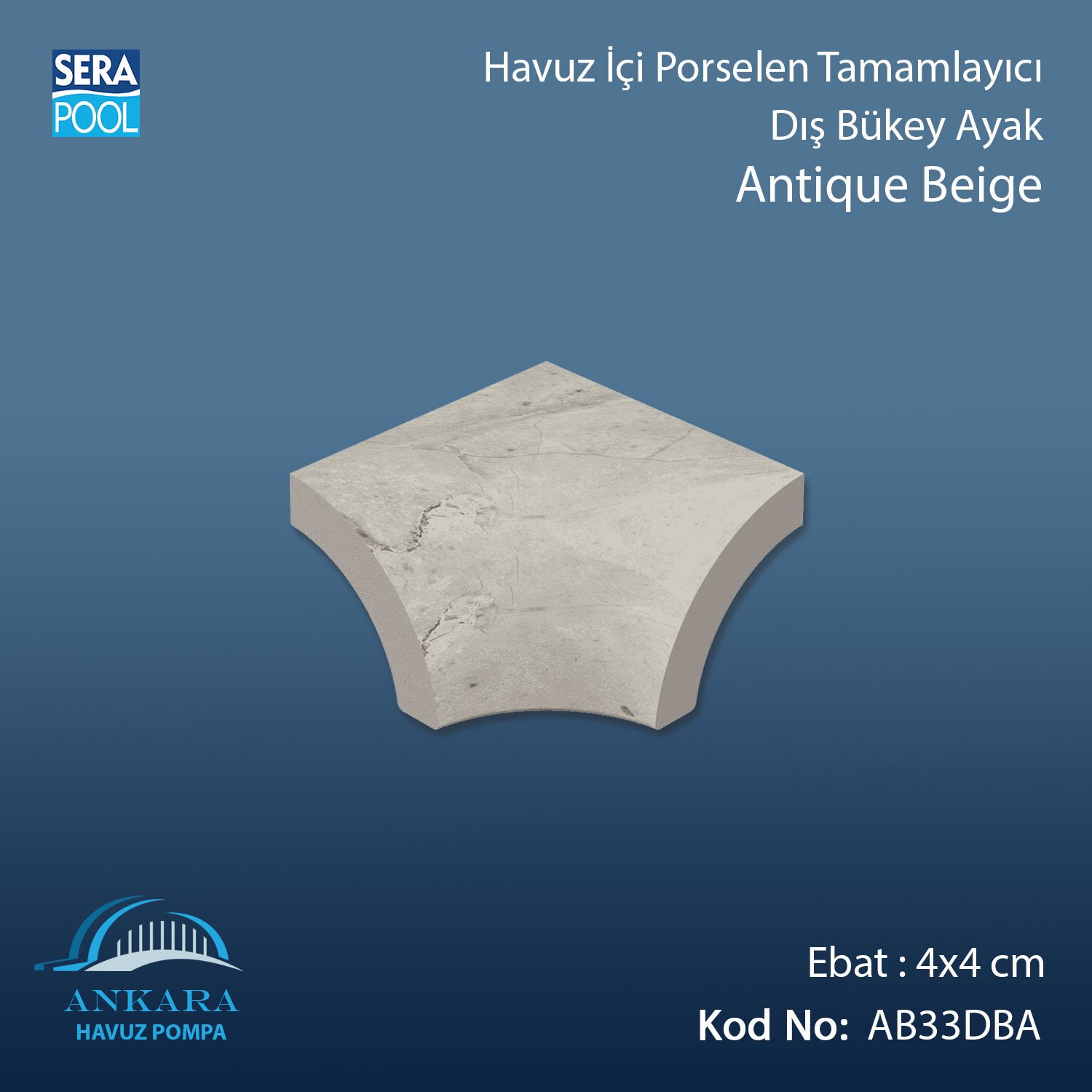 Antique Beige 4x4 cm Dış Bükey Ayak