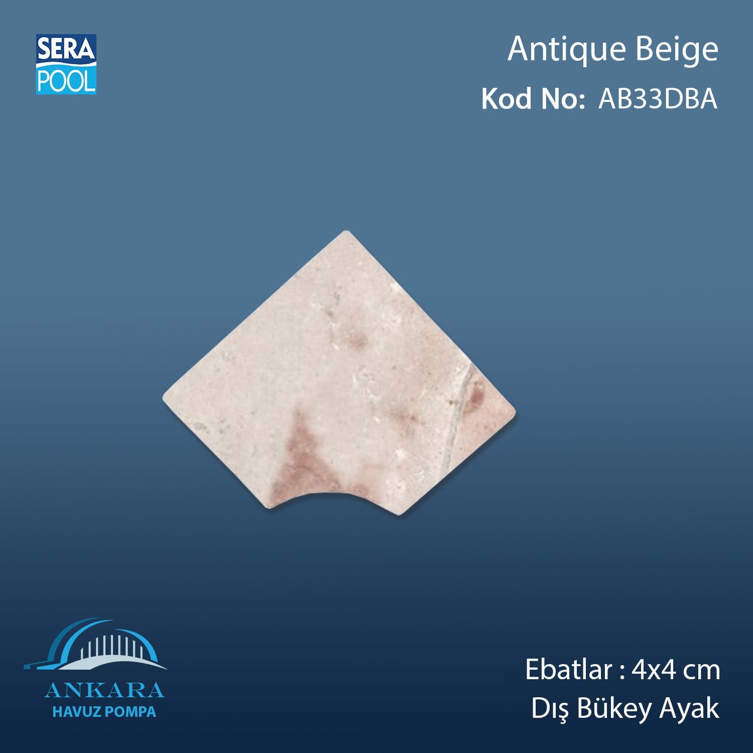 Antique Beige 4x4 cm Dış Bükey Ayak