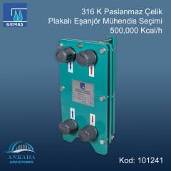 Gemaş Plakalı Eşanjör Mühendis Seçimi 500,000 Kcal/h-316 Kalite Paslanmaz Çelik