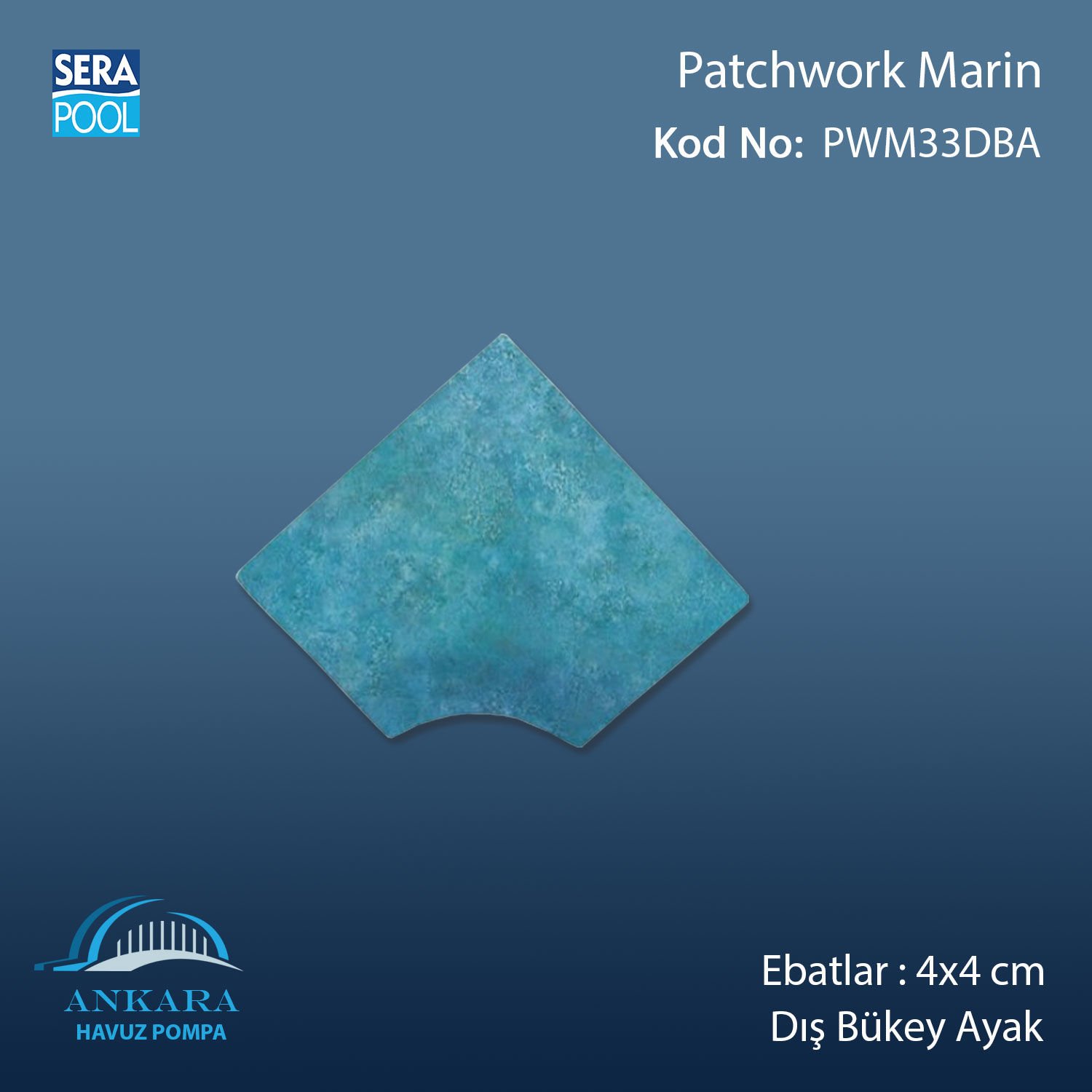 Patchwork Marin 4x4 cm Dış Bükey Ayak