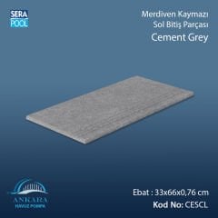 Cement Grey 33x66x0,76 cm Merdiven Kaymazı Sol Bitiş