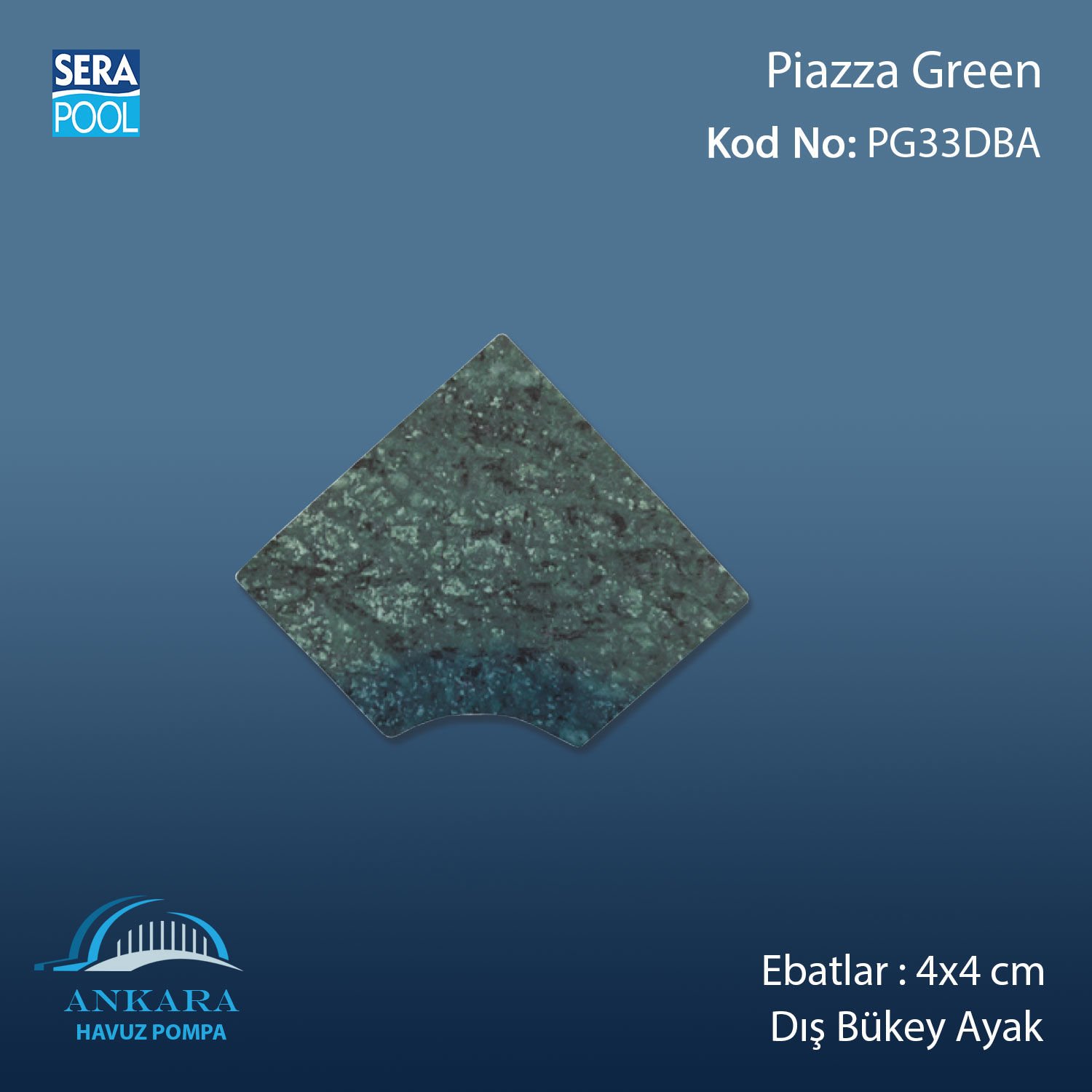 Piazza Green 4x4 cm Dış  Bükey Ayak