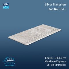 Silver Traverten 33x66x1,80 cm Merdiven Kaymazı Sol Bitiş
