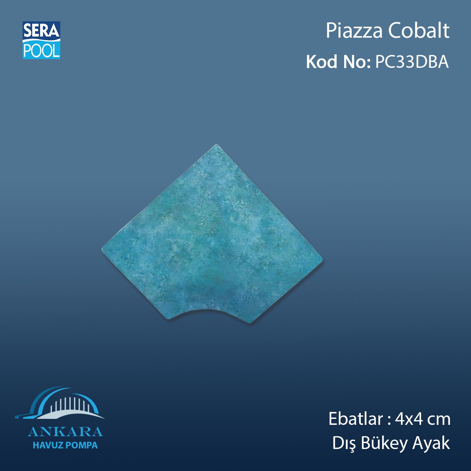 Piazza Cobalt 4x4 cm Dış Bükey Ayak