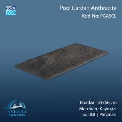 Pool Garden Anthracite 33x66x1,80 cm Merdiven Kaymazı Sol Bitiş
