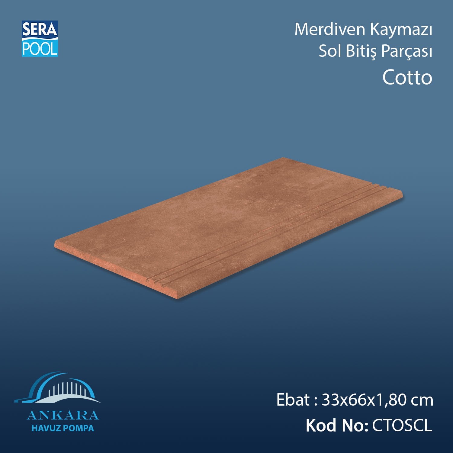 Cotto 33x66x1,80 cm Merdiven Kaymazı Sol Bitiş