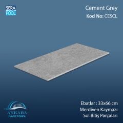 Cement Grey 33x66x1,80 cm Merdiven Kaymazı Sol Bitiş