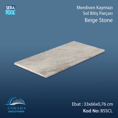 Beige Stone 33x66x0,76 cm Merdiven Kaymazı Sol Bitiş