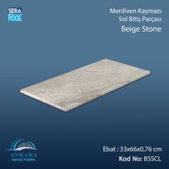 Beige Stone 33x66x1,80 cm Merdiven Kaymazı Sol Bitiş