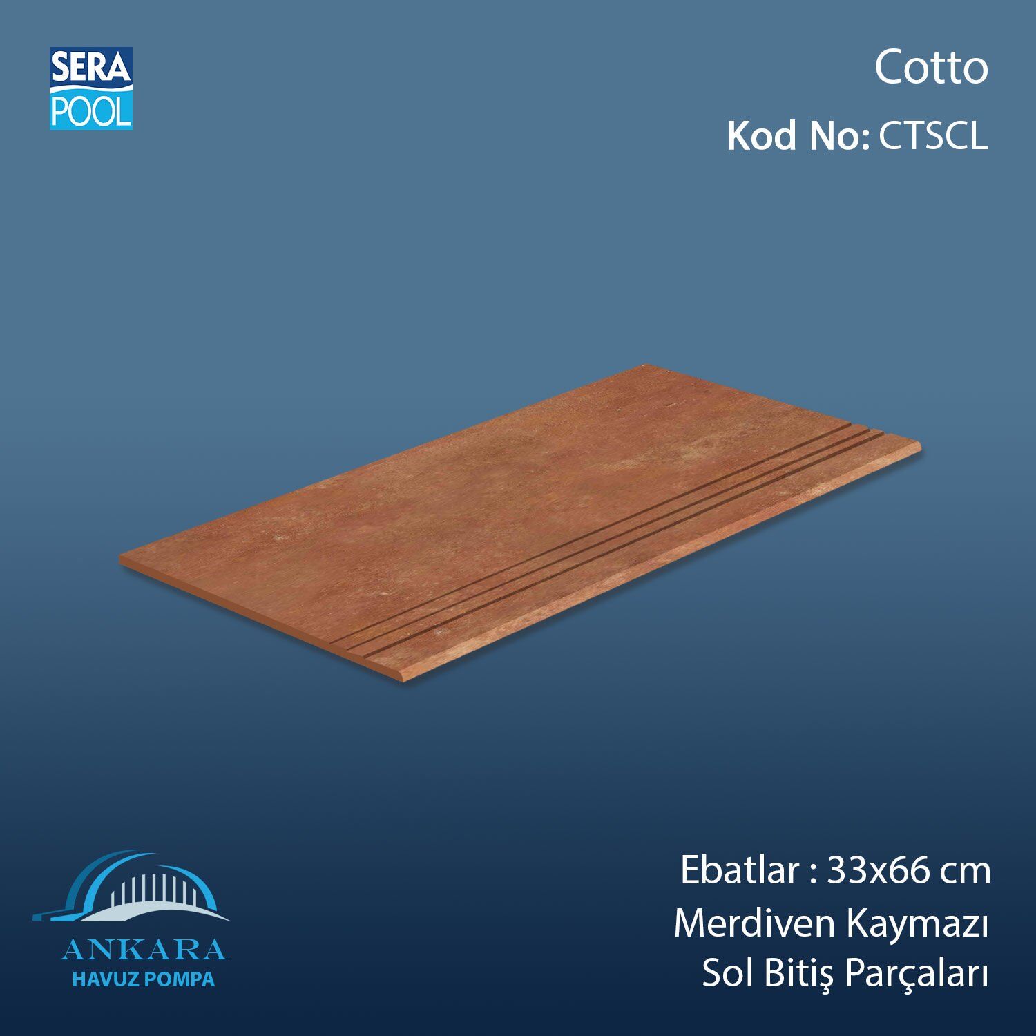 Cotto 33x66x1,80 cm Merdiven Kaymazı Sol Bitiş