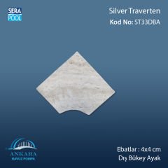 Silver Traverten 4x4 cm Dış Bükey Ayak