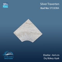 Silver Traverten 4x4 cm Dış Bükey Ayak