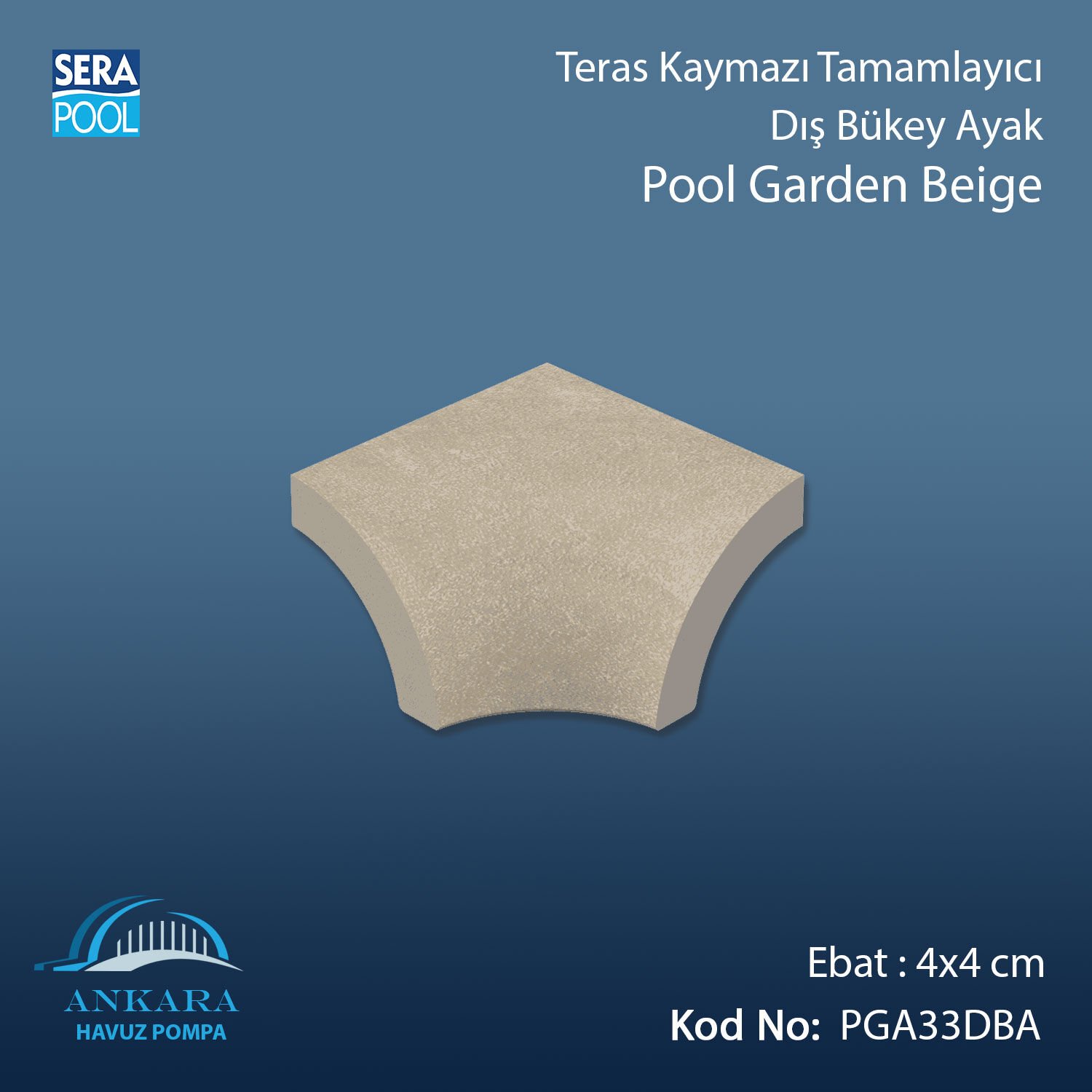 Pool Garden Beige 4x4 cm Dış Bükey Ayak