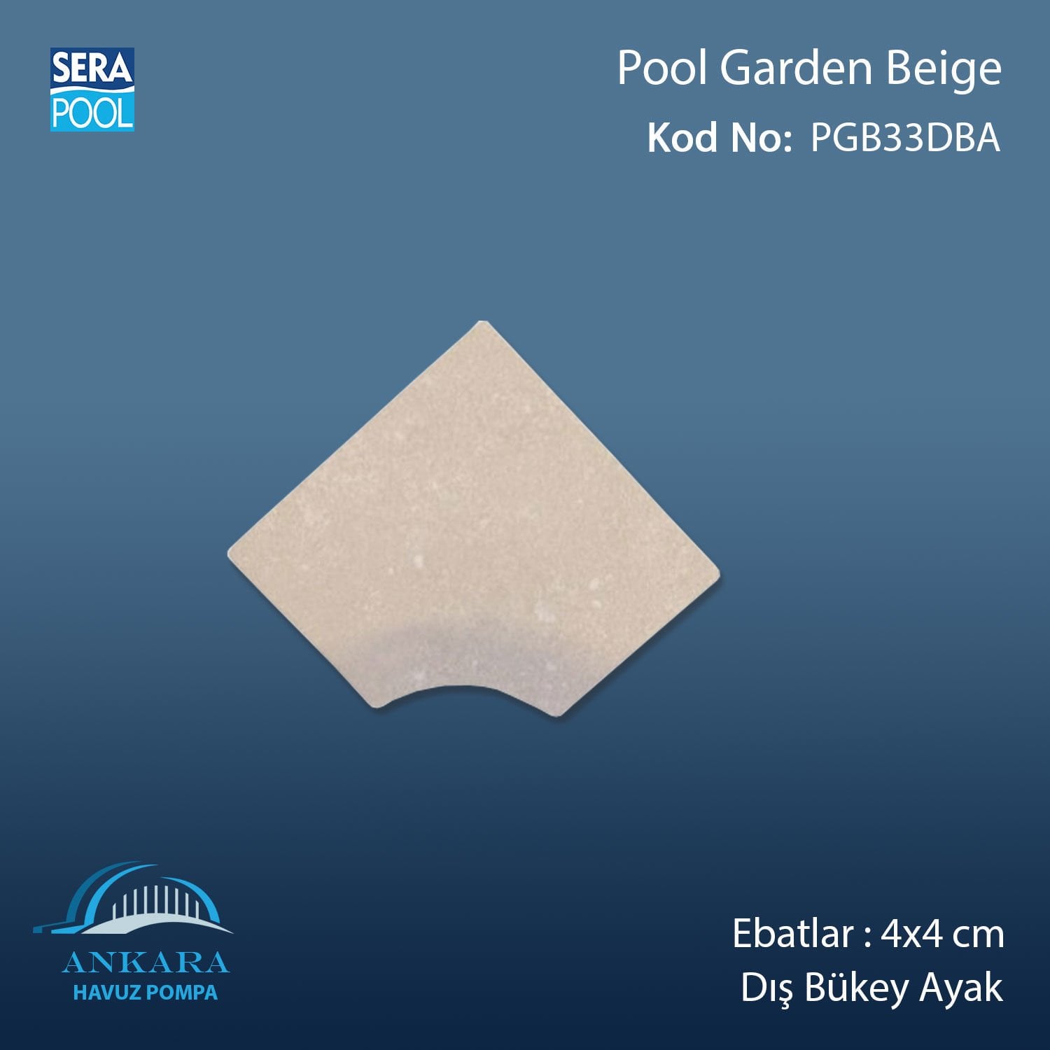 Pool Garden Beige 4x4 cm Dış Bükey Ayak