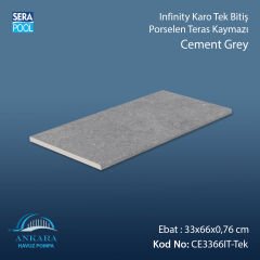 Cement Grey 33x66x0,76 cm Infinity Kaymaz Karo Tek Bitiş