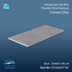Cement Grey 33x66x1,80 cm Infinity Kaymaz Karo Tek Bitiş