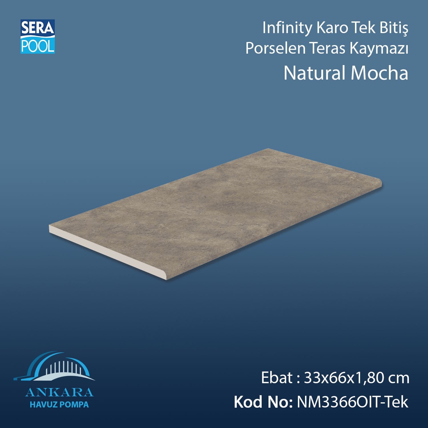 Natural Mocha 33x66x1,80 cm Infinity Kaymaz Karo Tek Bitiş