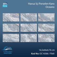 Oceano (16,5x66 cm) Porselen Karo - m² 'si