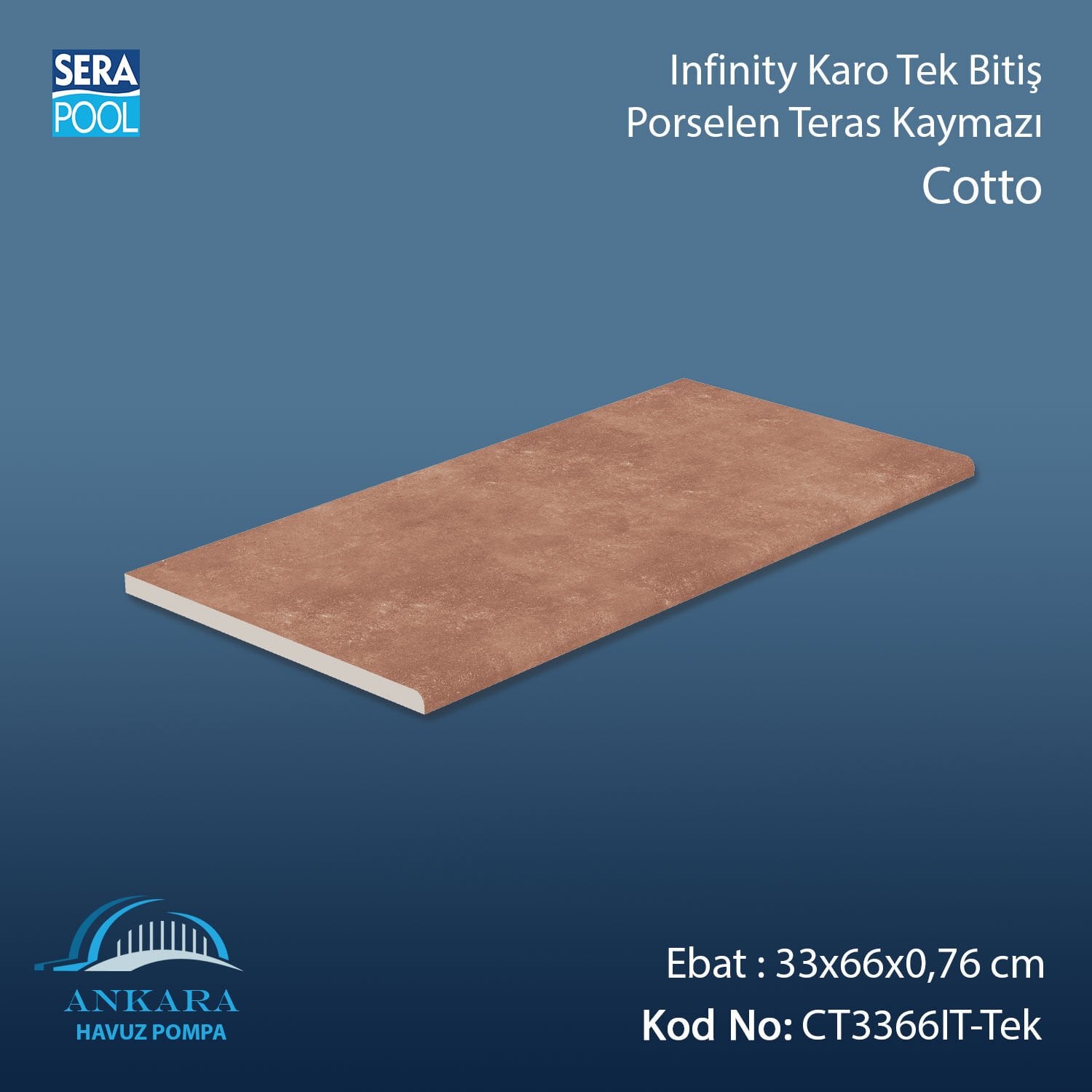 Cotto 33x66x0,76 cm Infinity Kaymaz Karo Tek Bitiş