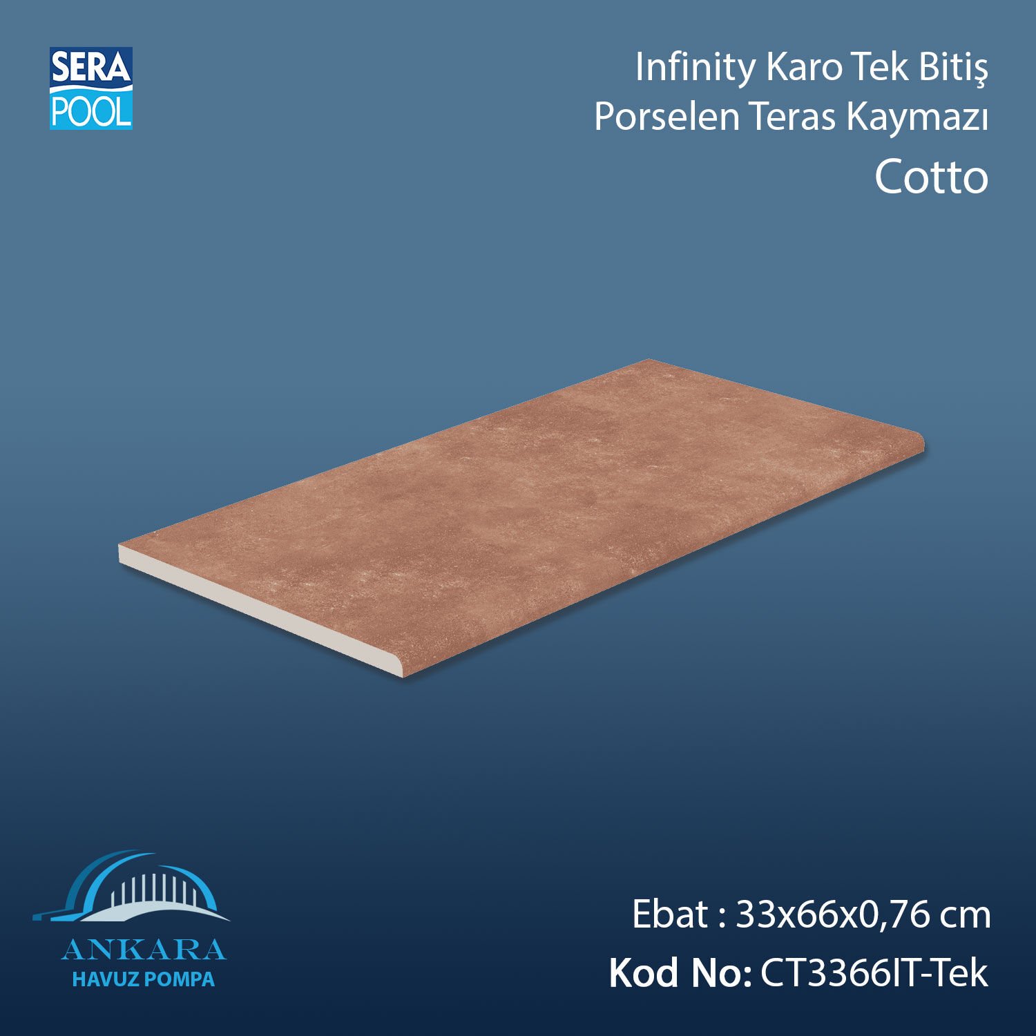 Cotto 33x66x0,76 cm Infinity Kaymaz Karo Tek Bitiş