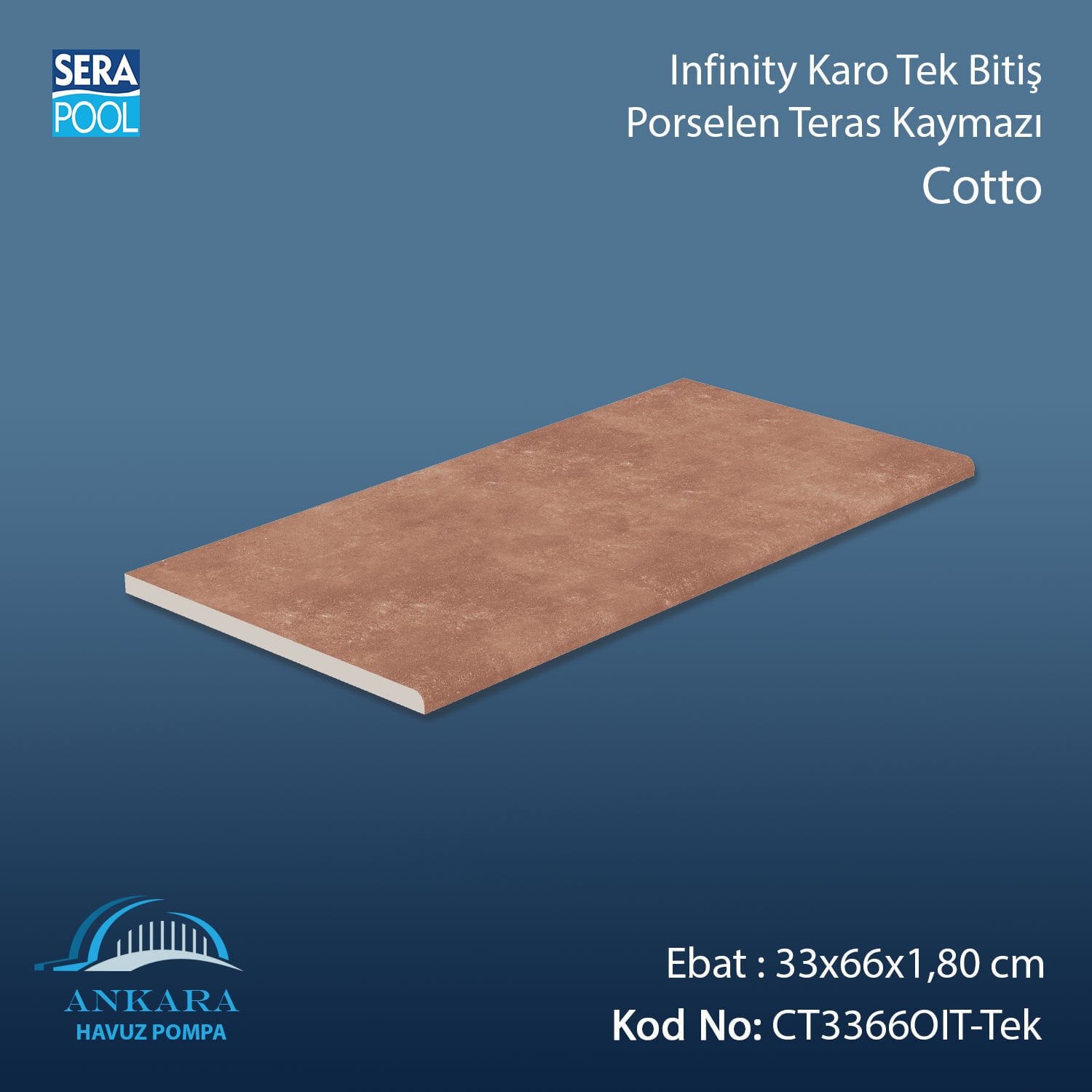Cotto 33x66x1,80 cm Infinity Kaymaz Karo Tek Bitiş