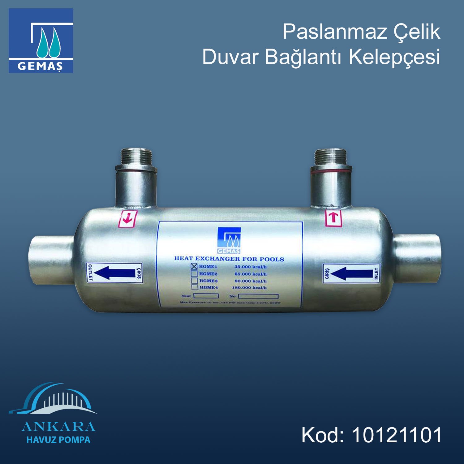 Gemaş Paslanmaz Çelik Duvar Bağlantı Kelepçesi
