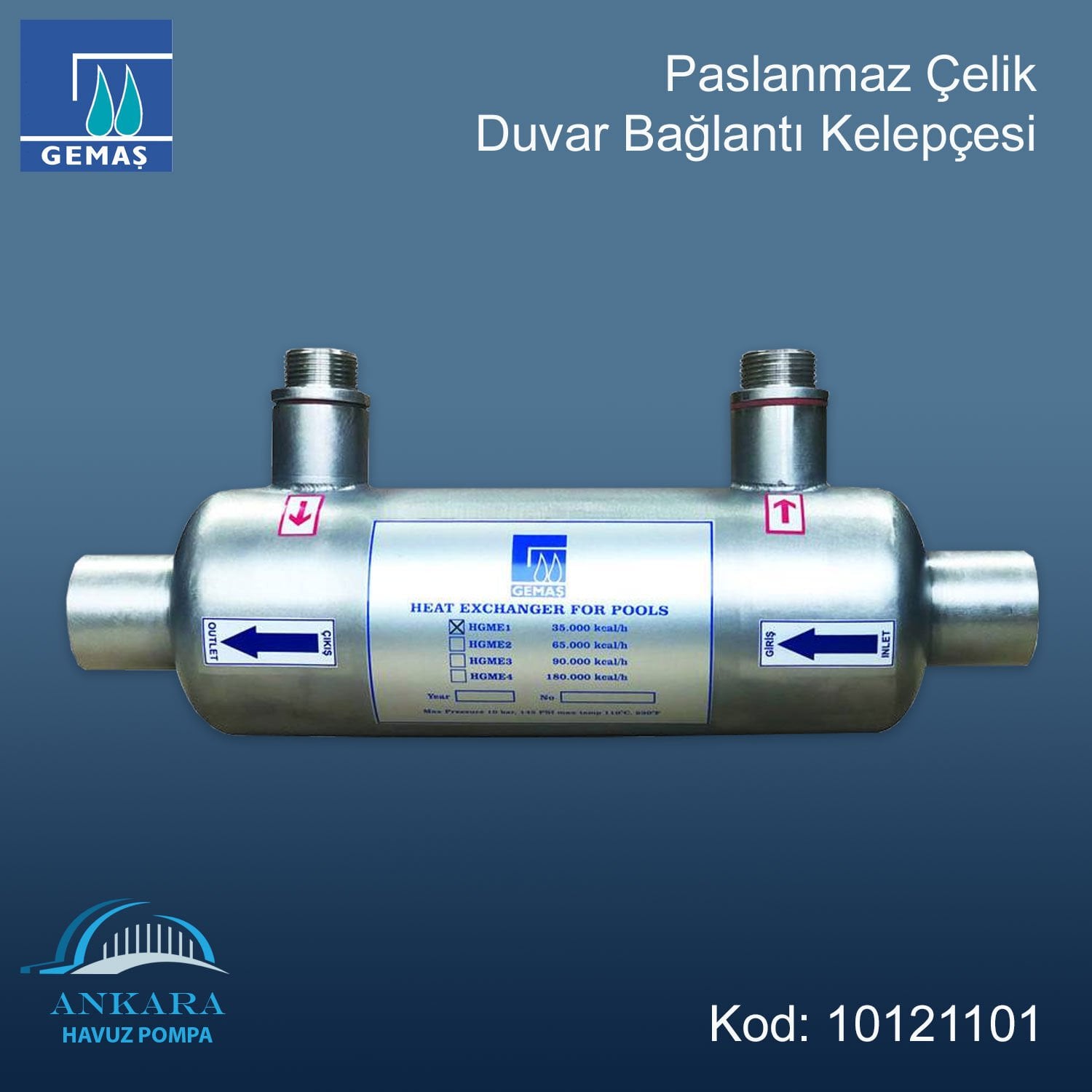 Gemaş Paslanmaz Çelik Duvar Bağlantı Kelepçesi