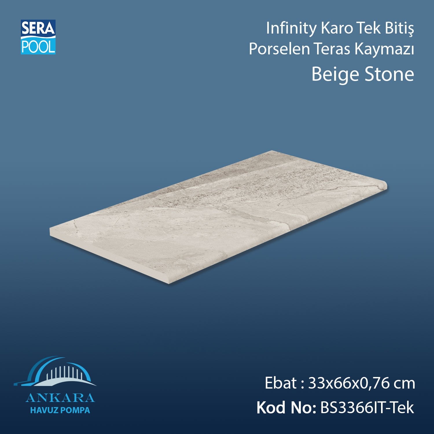 Beige Stone 33x66x0,76 cm Infinity Kaymaz Karo Tek Bitiş