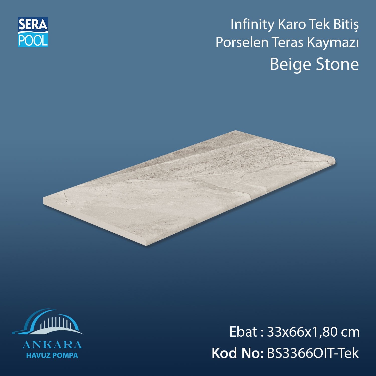 Beige Stone 33x66x1,80 cm Infinity Kaymaz Karo Tek Bitiş