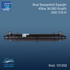İthal Serpantinli Eşanjör 45kw 36,560 Kcal/h 316 K