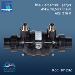 İthal Serpantinli Eşanjör 45kw 36,560 Kcal/h 316 K