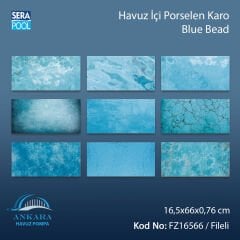 Blue Bead (16,5x66 cm) Porselen Karo - m² 'si
